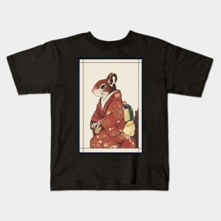 Squirrel japanese with kimono vintage Kids T-Shirt